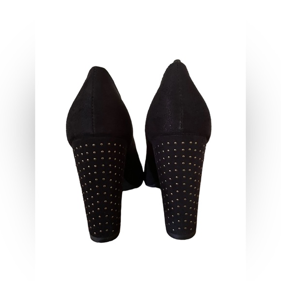 NWOT Nicole black suede heels with gold details on heels, size 8 - Picture 3 of 7